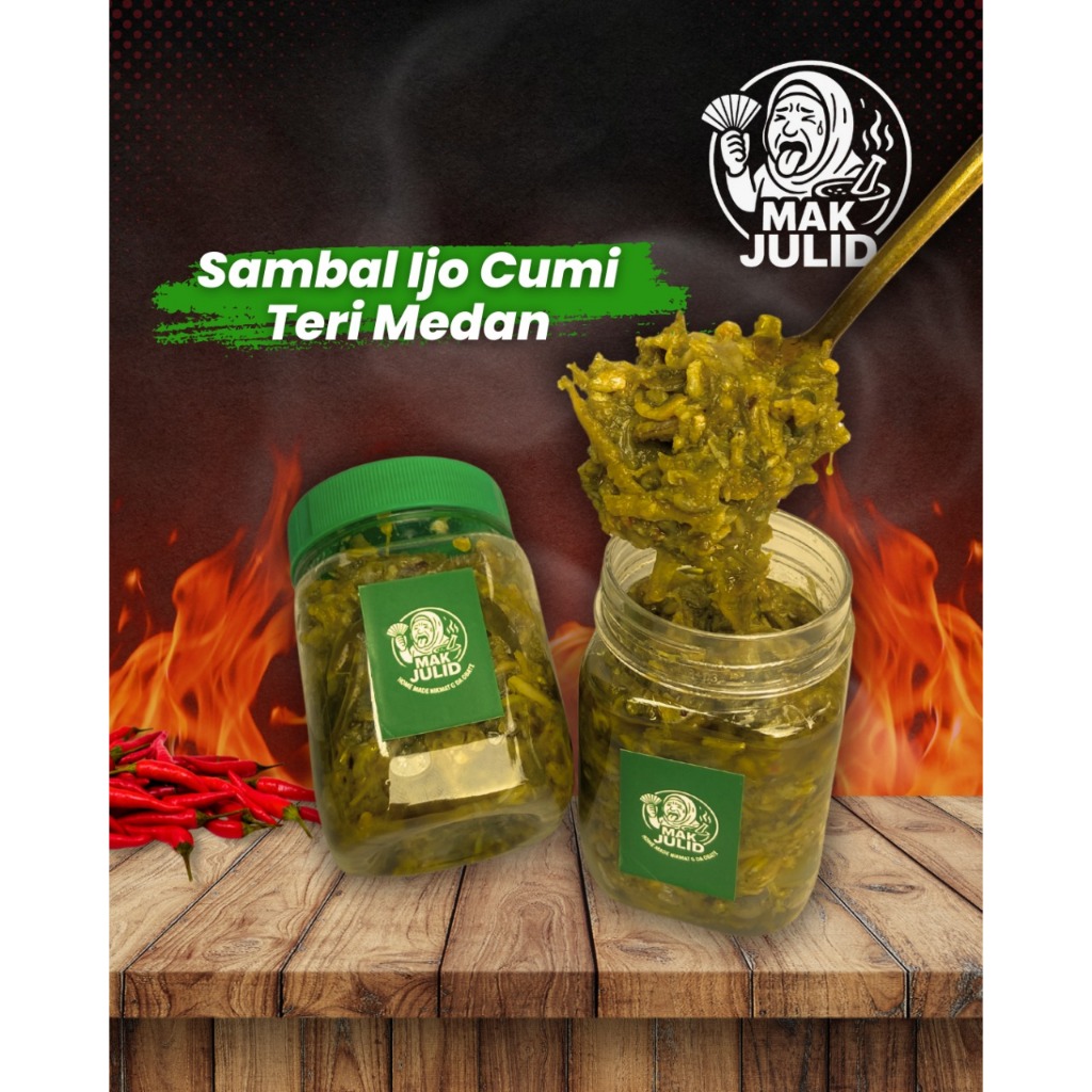 

Sambal Ijo Teri Medan, Sambal Mak Julid Ukuran 150ml.