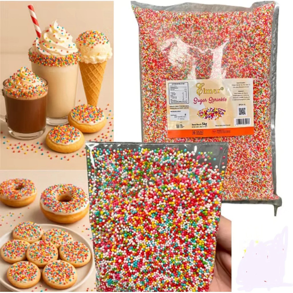 [ Repack ] Elmer SPRINKLE Warna Warni Taburan Gula Kue Donat Cupcake Dessert 100gr