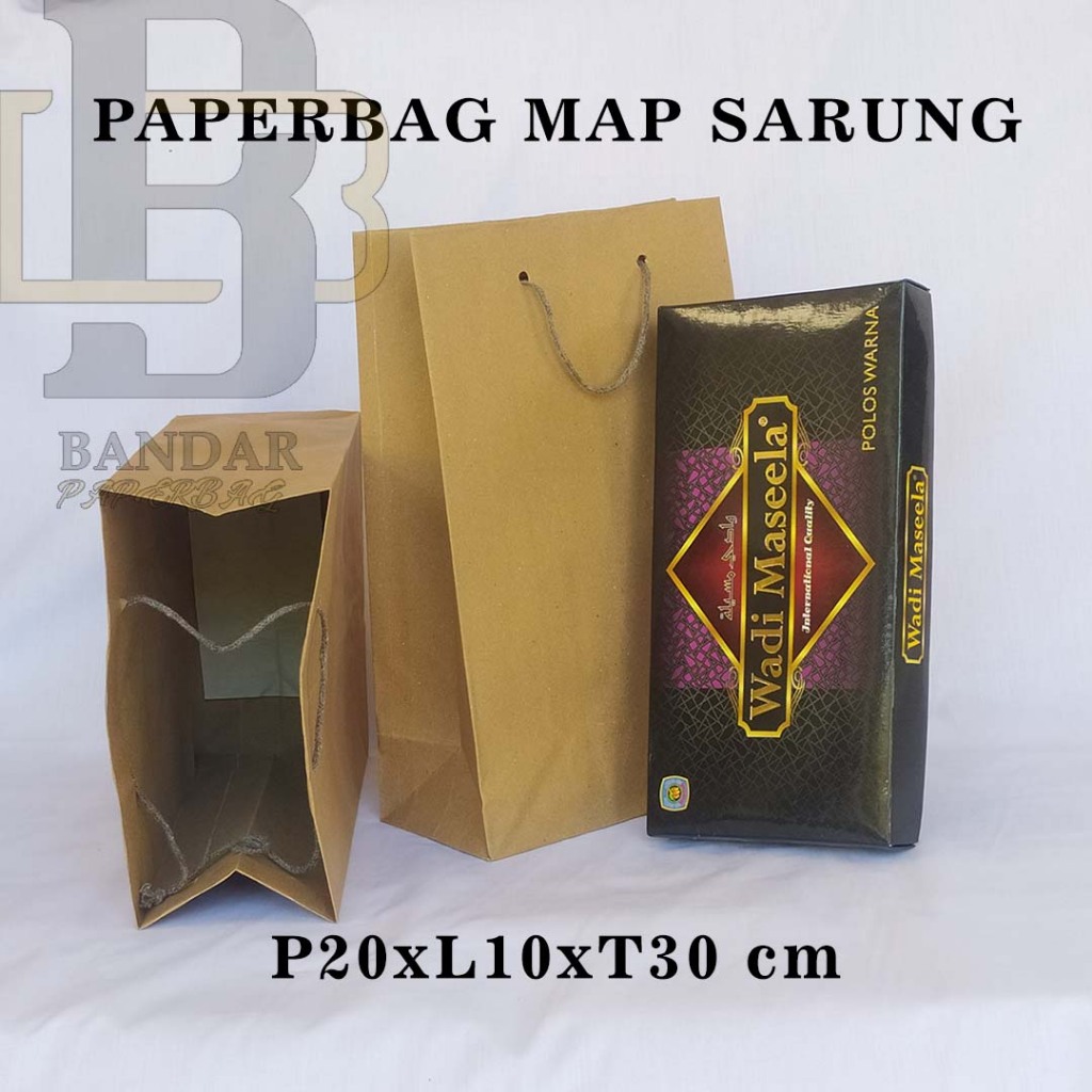 

PAPERBAG UKURAN R-11 P20 X L10 X T30 CM UNTUK SARUNG KAIN DLL