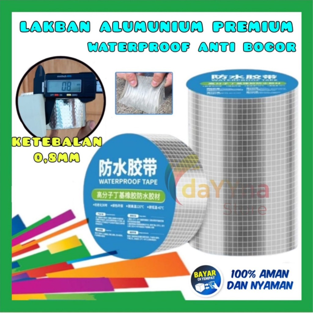 UKURAN 5M 10M Lakban Anti Bocor Atap Anti Air Aluminum Foil Waterproof Pollak Lem Anti Bocor Atap Di