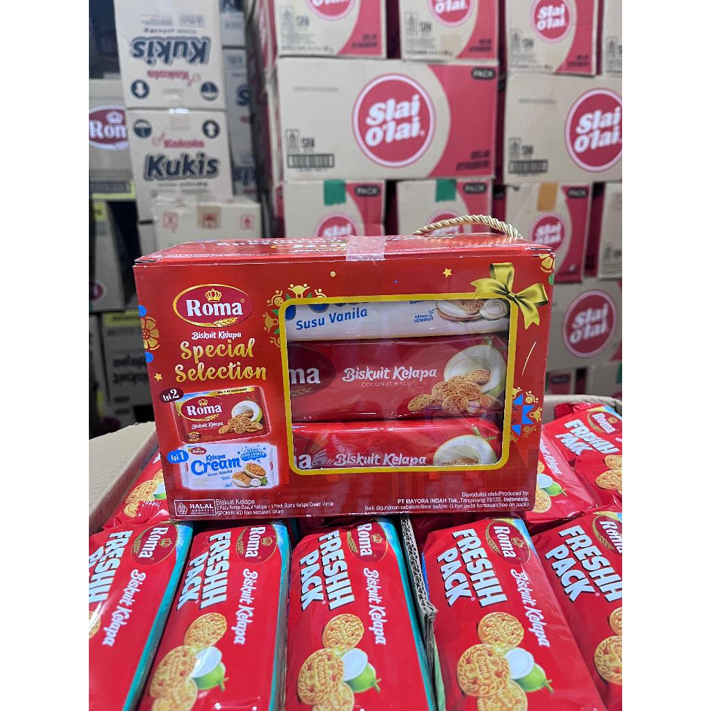 

roma special selection 1 dus isi 8 box 1 box isi 3 pcs ( roma kelapa 2 pcs roma kelapa cream 1 pcs )