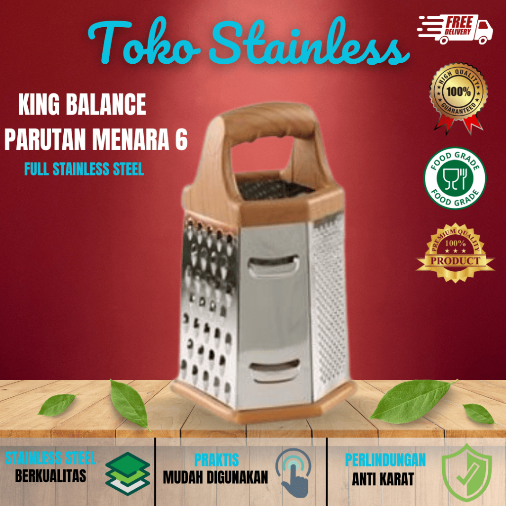 Parutan Keju menara 6 sisi serbaguna Stainless Parutan Serbaguna