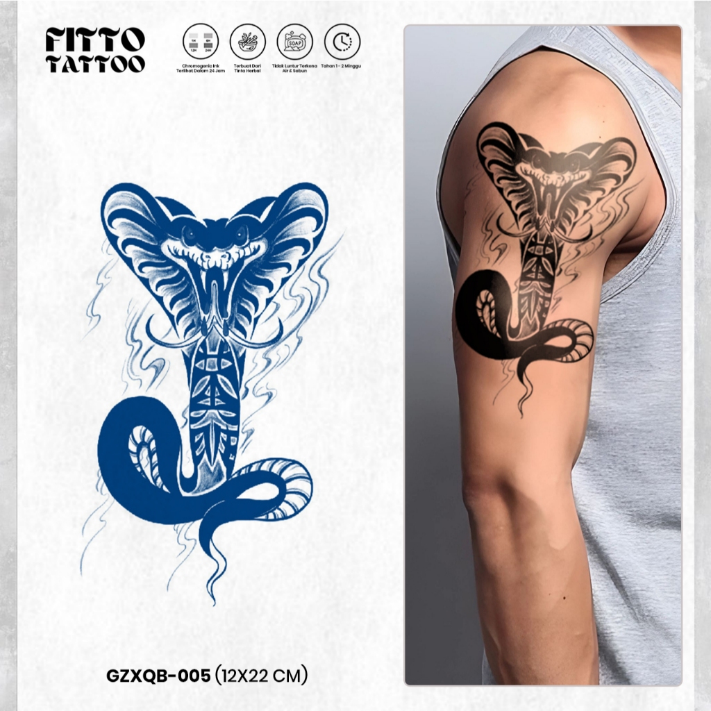 Tato Temporer Premium Fruit Ink Anti Air Stiker Ular Naga Duri Gothic Tatto Temporary Tahan Lama