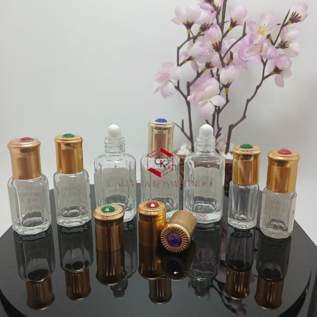 [1 LUSIN] BOTOL PARFUM KOSONG ROLL ON TOLA 3 ML, 6 ML, 12 ML TUTUP EMAS ALU UNTUK MINYAK WANGI
