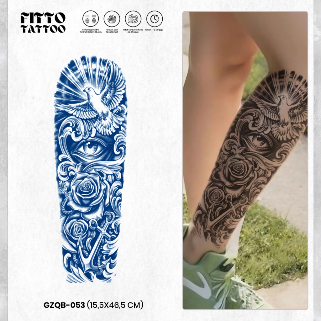 Stiker Tato Lengan Arms Flower Tatto Temporer Full Tangan Anti Air Fruit Ink Premium Semi Permanen
