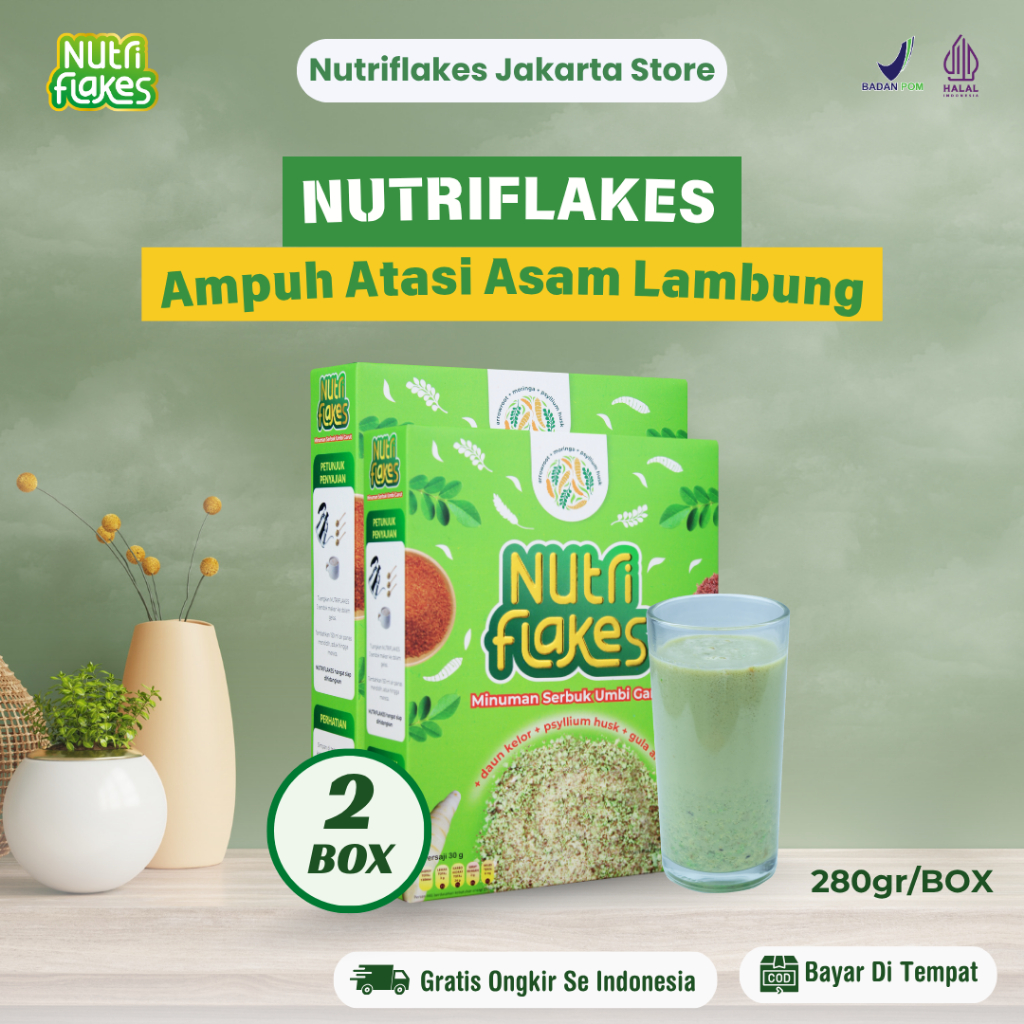 

Nutriflakes Sereal Umbi Garut Mengatasi Asam Lambung, Maag dan Gerd Original 2 Box