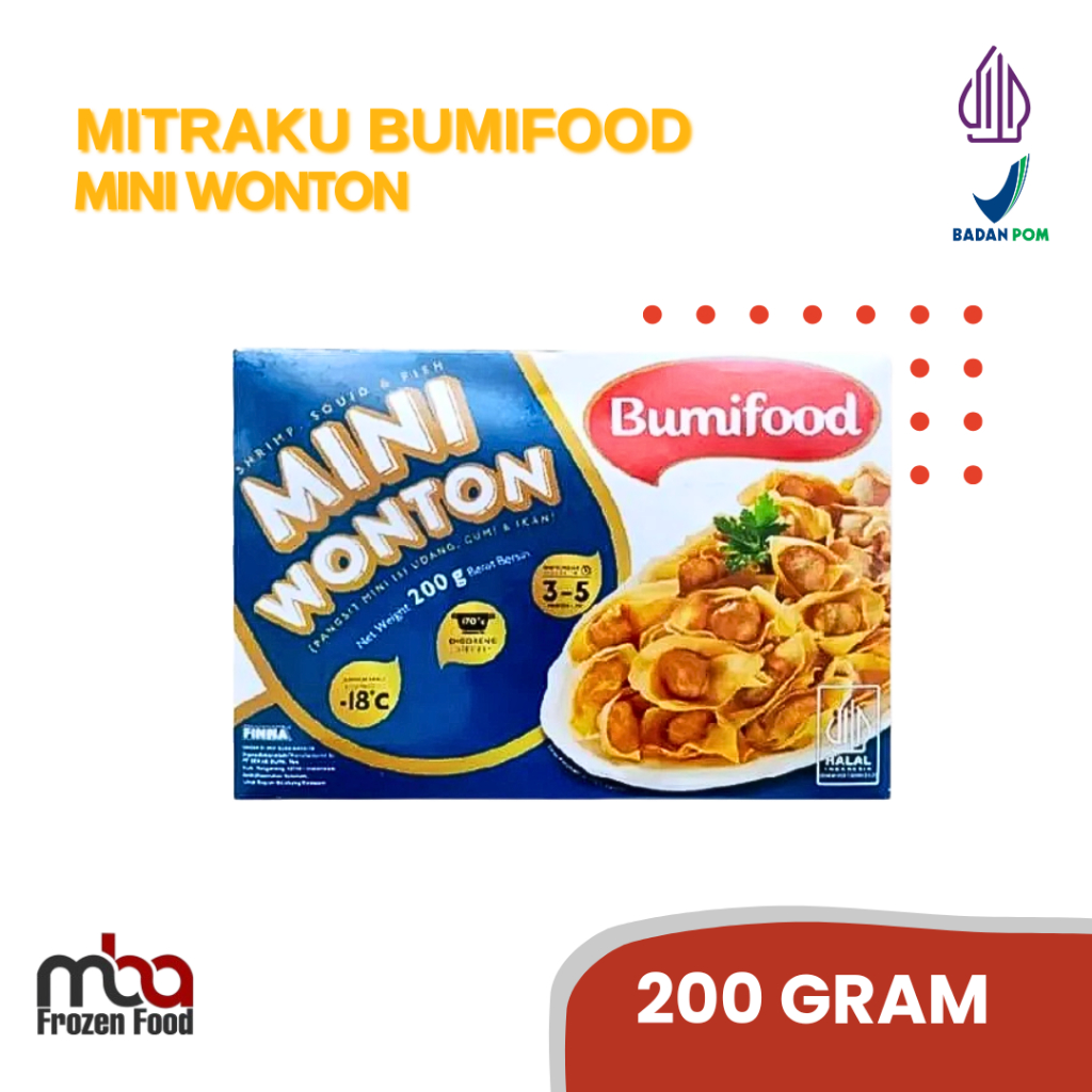 

Mini Wonton Bumifood 200 Gram /Siomay /Ikan /Nugget /Dimsum /Frozenfood /Makananringan /Camilan /OlahanIkan /Oleholeh /Steamboat /Grill /Gorengan /Dumpling