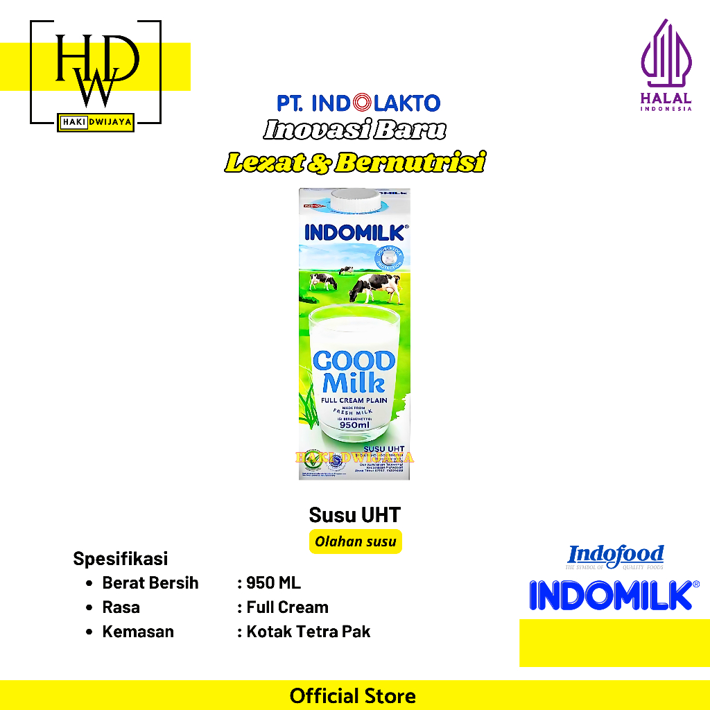 

[950ml] Indomilk Susu UHT Full Cream Plain