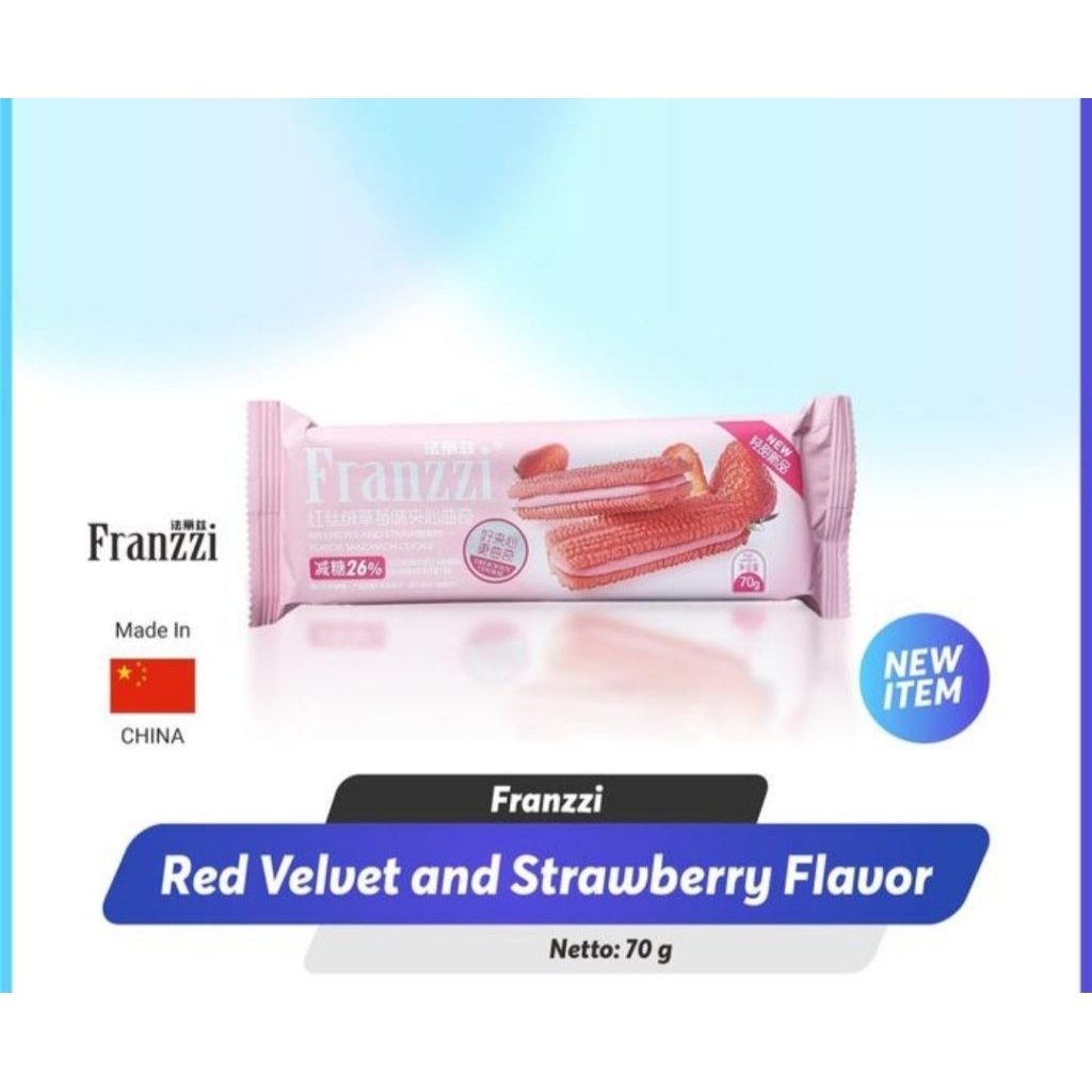 

Franzzi Red Velvet & Strawberry Flavor Sandwich Cookie (70 Gr)