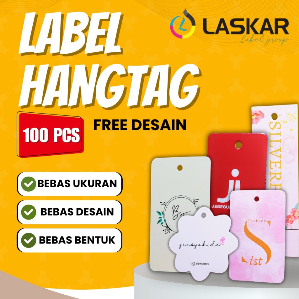 

100 pcs hang tag aesthetic custom hangtag baju label ucapan hampers lebel nama sendiri