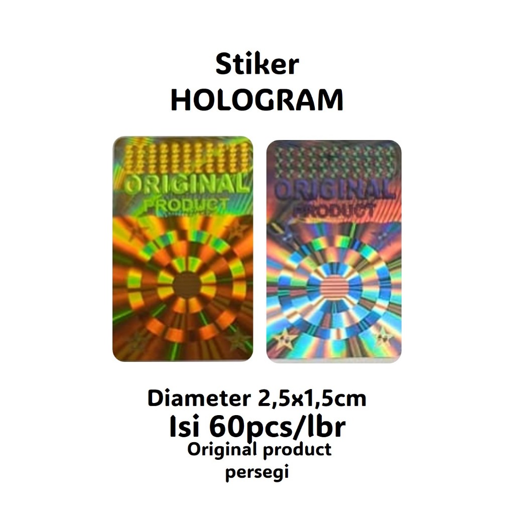

Stiker Hologram Original Product Persegi Ukuran 2,5cm x 1,5cm isi 60pcs/lembar