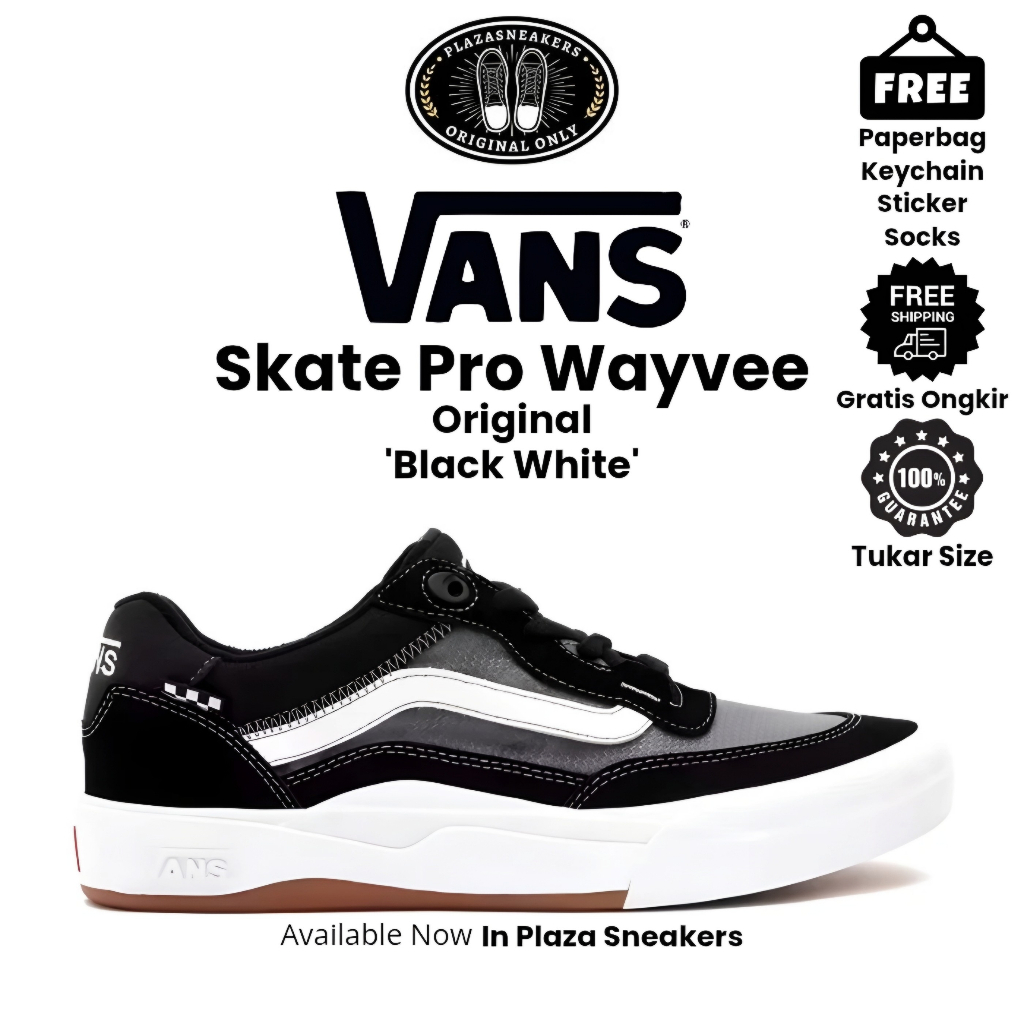 Sepatu Vans Skate Pro Wayvee Black White Pria Wanita Sneakers Original