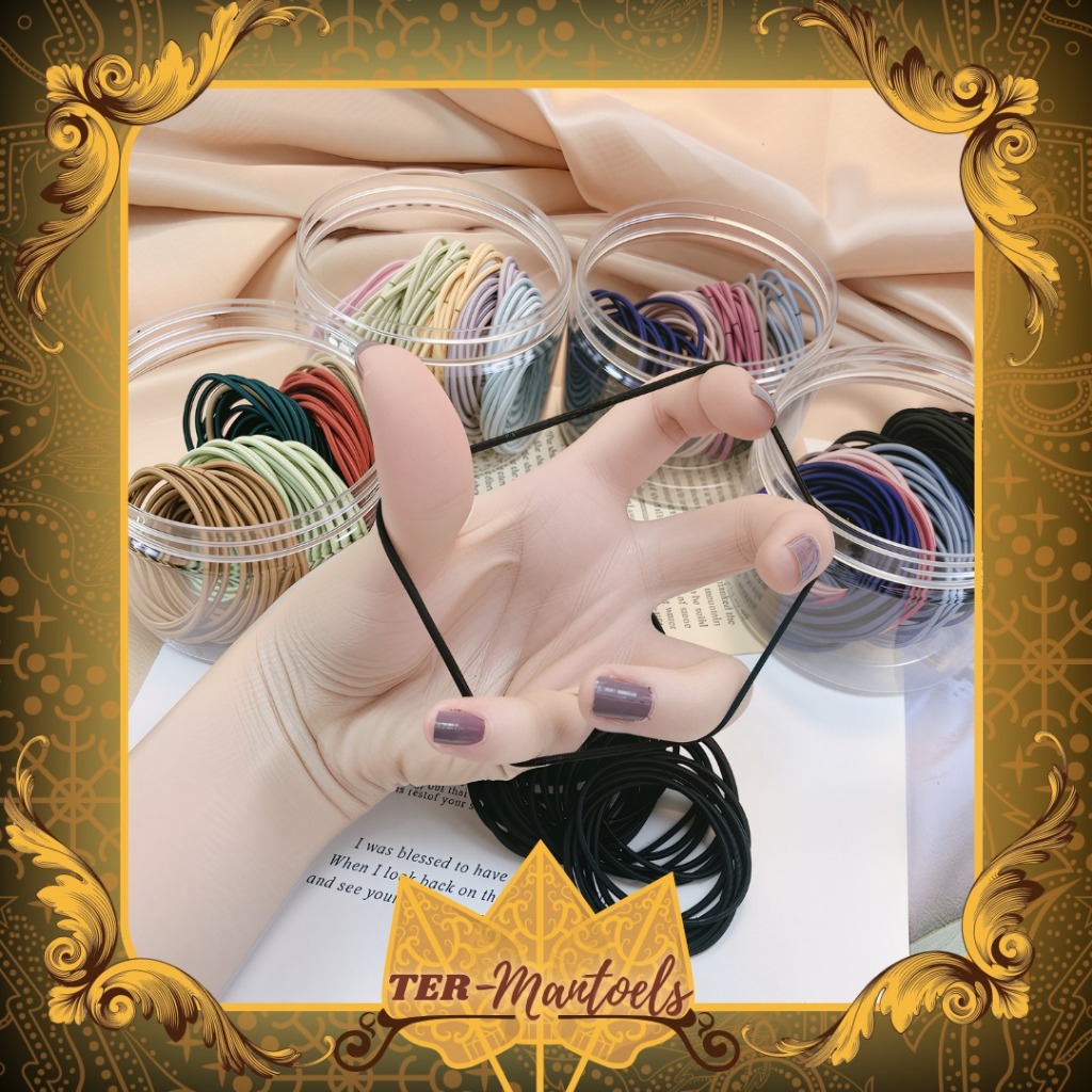 Ikat Rambut Karet Polos Elastis / Karet Gelang Isi 100 Pcs / Kunciran Rambut Wanita