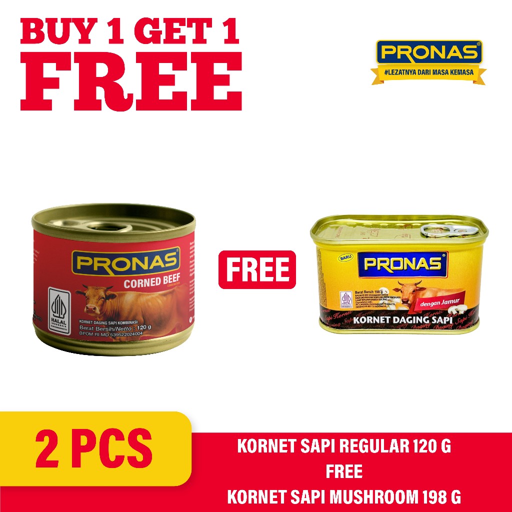 

[BUY 1 GET 1] Kornet Sapi Regular 120 gr Free Kornet Sapi Mushroom 198 gr