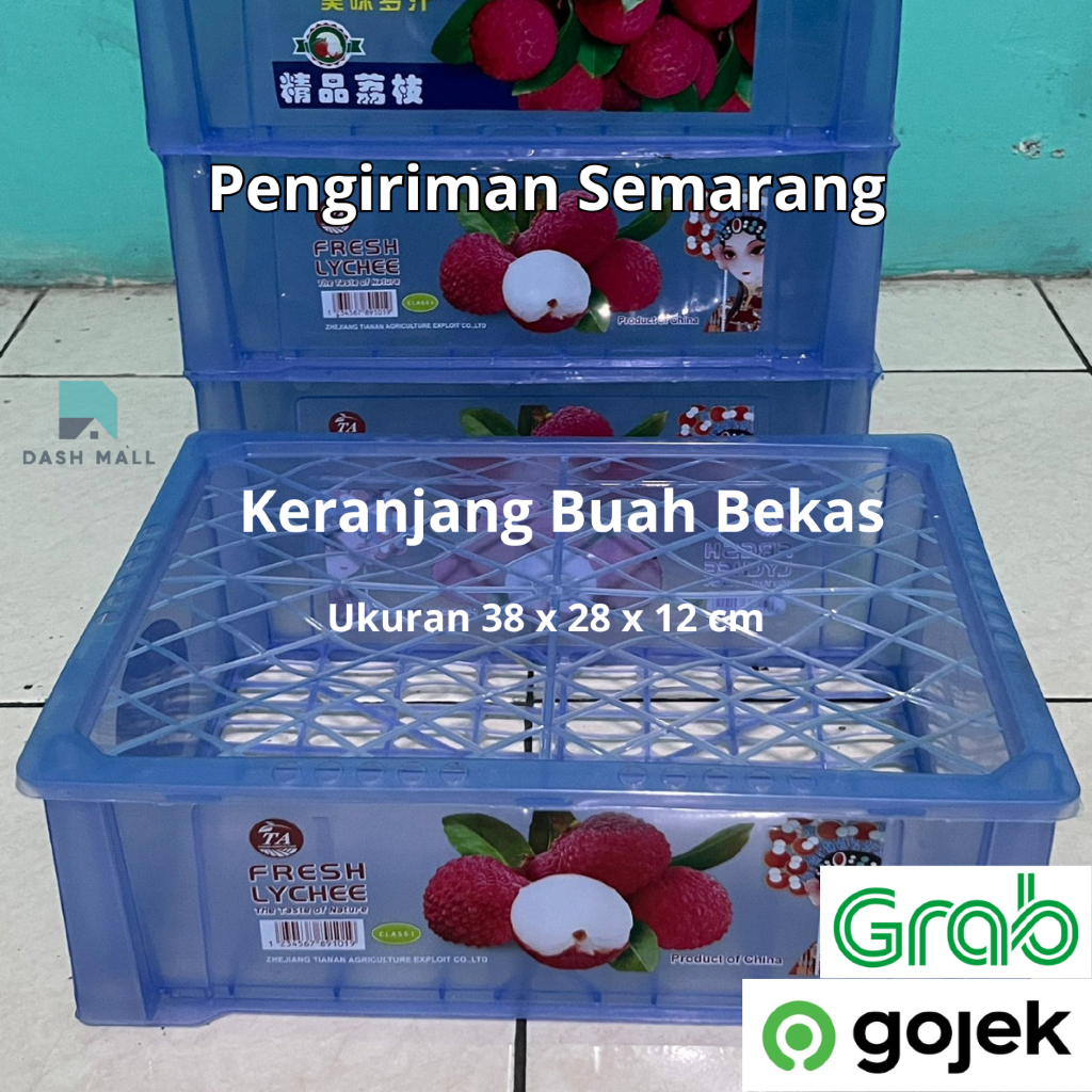 Keranjang Buah Bekas / Keranjang Leci Lychee Plastik Second dengan Tutup