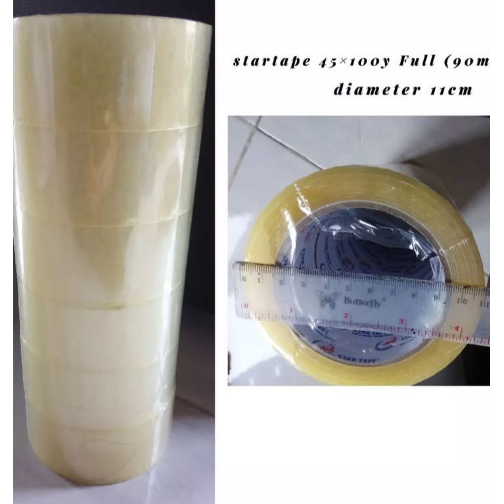 

6pcs Lakban Bening/Coklat Star Tape 45×100y FULL (90m), 48×90y Full (81m) OPP Tape Berkualitas 1slop