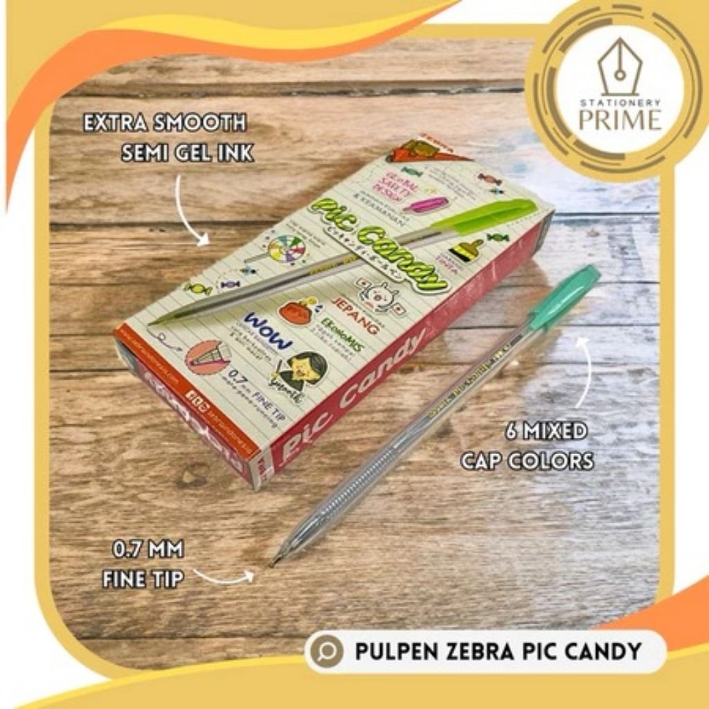 

Pulpen Zebra PIC CANDY Semi Gel Ink 0.7 mm Fine Tip (Isi 12 Pcs) Japan Quality