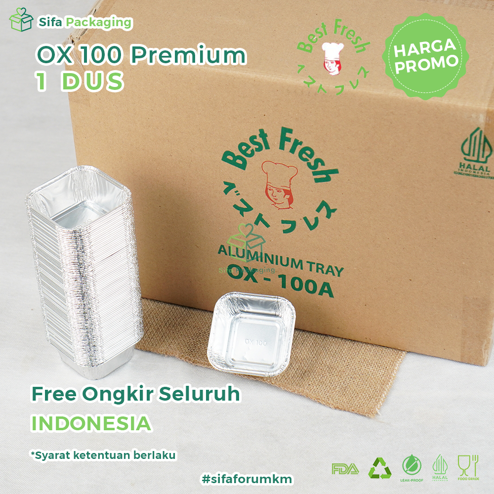 1 Dus Alumunium Foil Tray Cup OX 100 Premium Macaroni Schotel Klapertart Pastel Cake Bolu Roti Mini