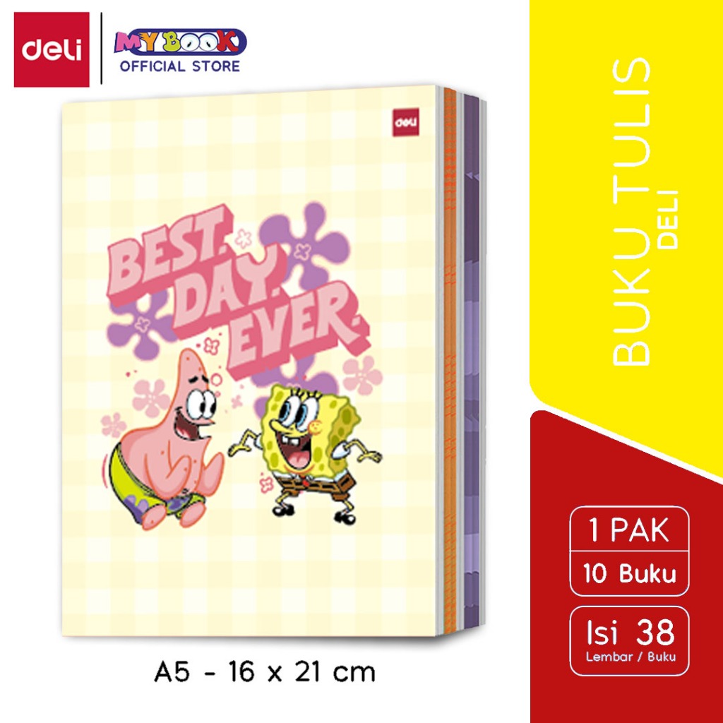

Deli Buku Tulis Sekolah A5 38 Lembar Spongebob 2 - 10 buku (1 pak)