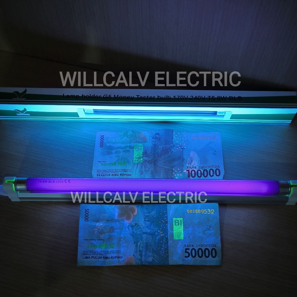 Lampu deteksi Uang UV Ultra violet T5 8W set / Lampu T5 8W set UV Ultra violet deteksi uang