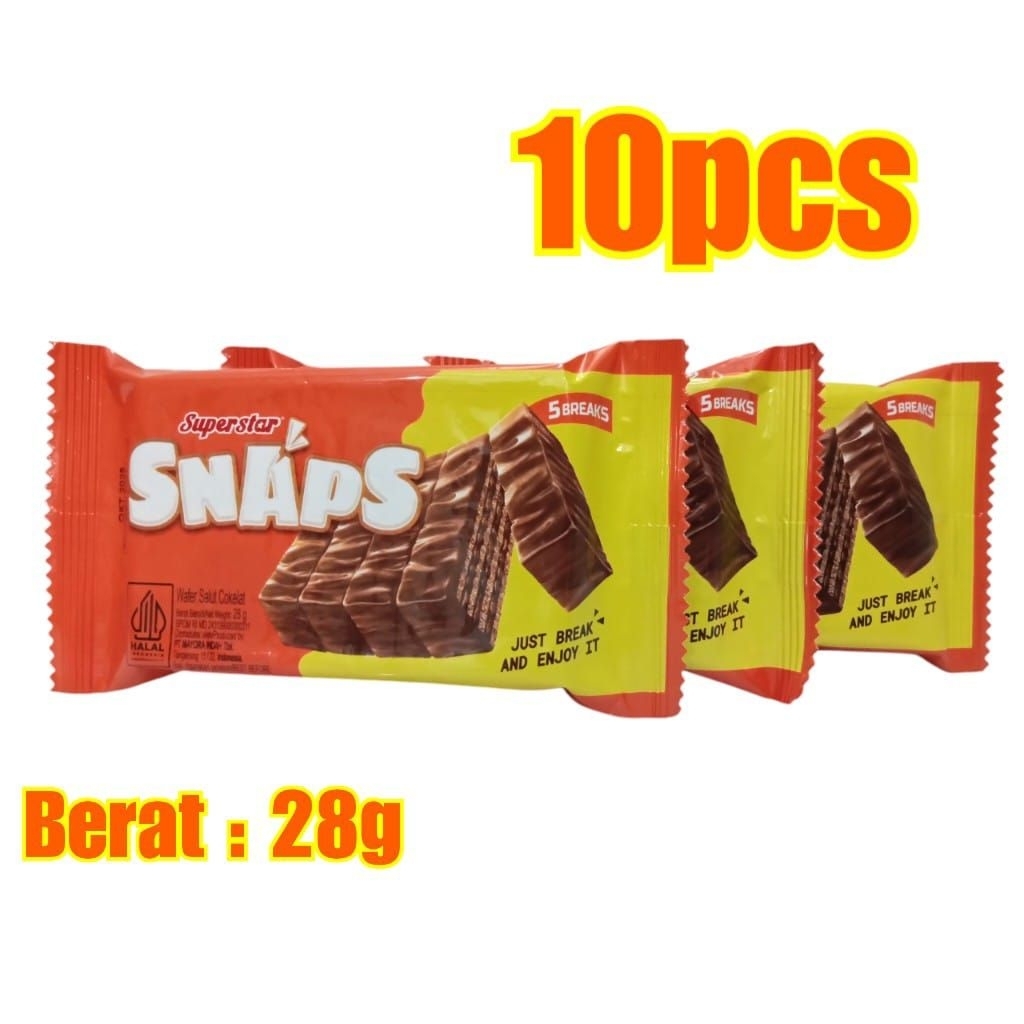 

Superstar Snaps 28gr 10pcs - Cemilan / Makanan Ringan / Snack Cokelat