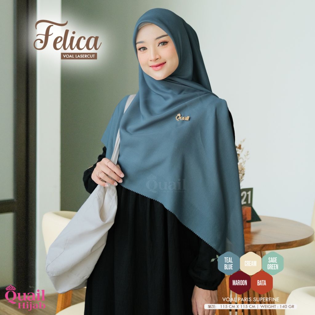 Quail Hijab Segi Empat Voal Paris Polos FELICA