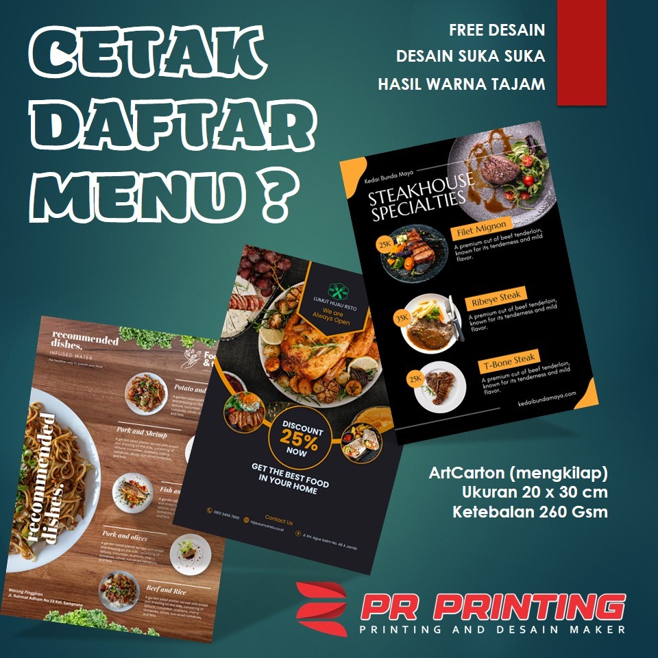 

CETAK DAFTAR MENU (PRINT MENU MAKANAN/MINUMAN/CAFE/RESTO/WARUNG/DAN LAIN LAIN)