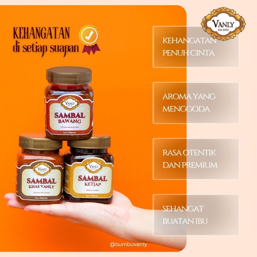 

[ BUMBU VANLY ] SAMBAL PREMIUM - ALL VARIAN / SAMBAL KHAS VANLY, BAWANG, KETJAP (180 gr)