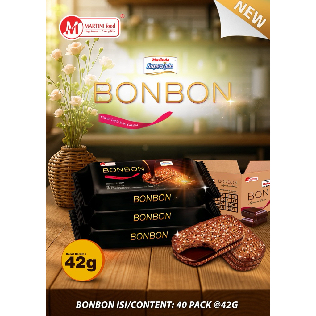 

Marindo BONBON 1 karton isi 40 pack x 42 gr Superquin Snack Hajatan