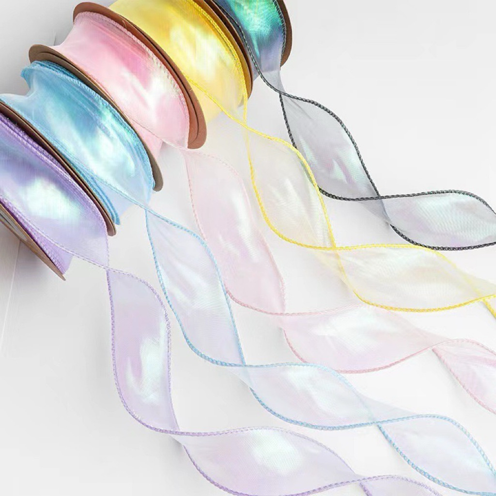 

[1 ROLL 10 YARD] Pita Korea Hologram 4cm | Pita Organza | Organza Ribbon | Fishtail Ribbon