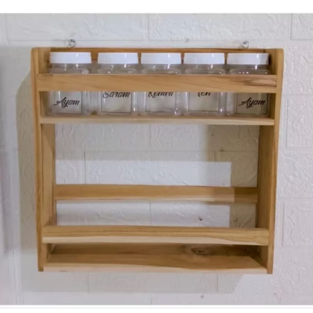 PROMO FREE TOPLES 5 BIJI/ rak sampiran/ rak bumbu toples/ rak toples 2 tingkat/ tempat bumbu dinding