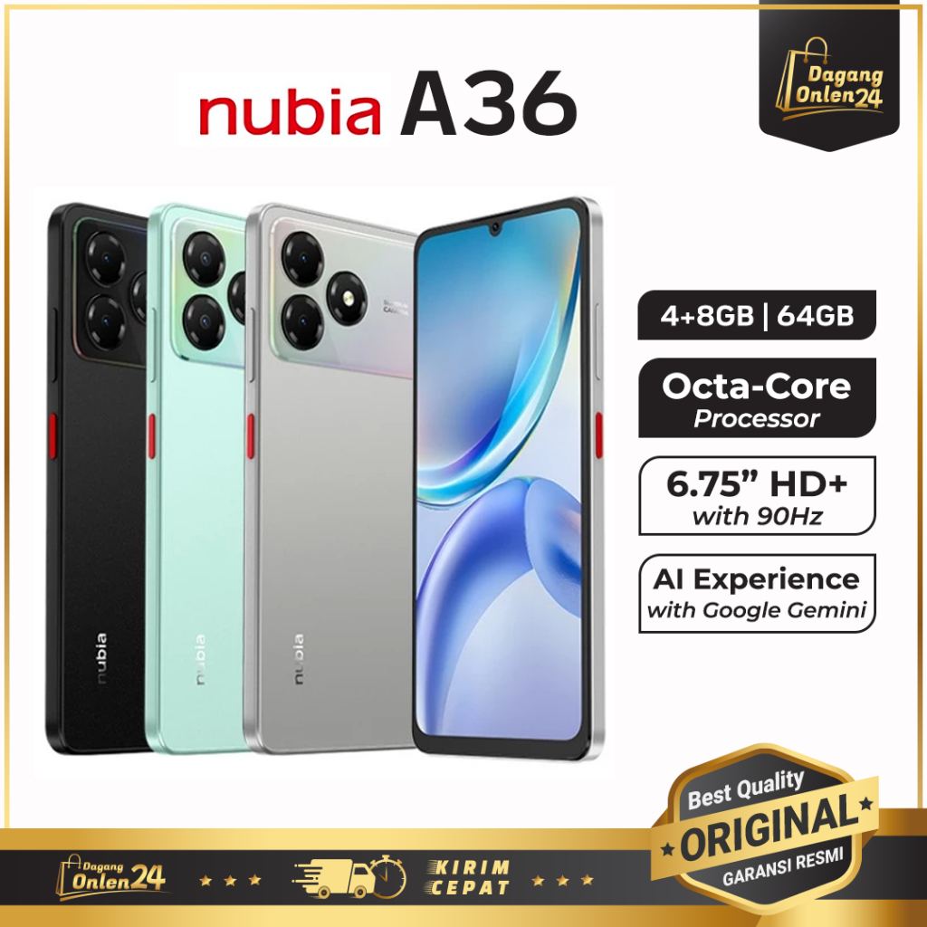 Nubia A36 4/64GB HP Android Murah Original 100% 1 Jutaan 5000mAh Garansi Resmi