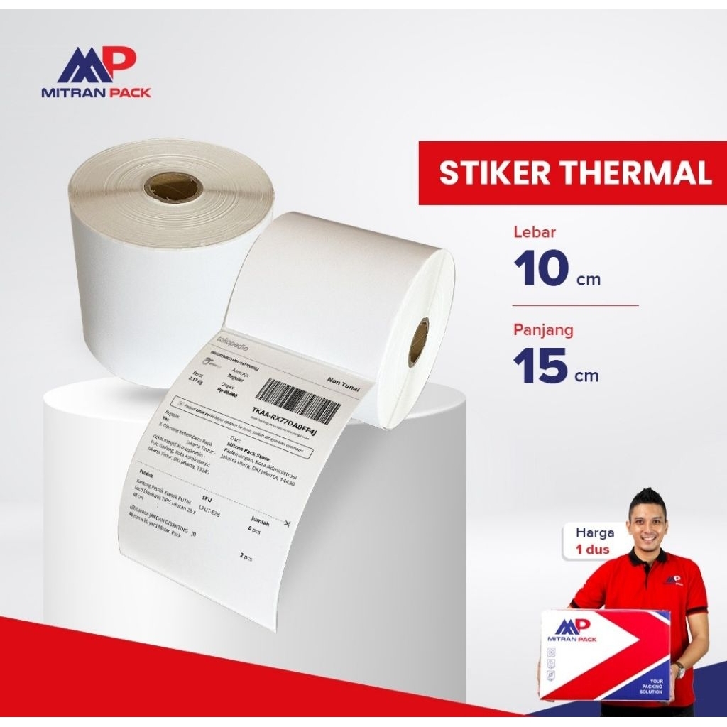 

KERTAS PRINT RESI STIKER THERMAL 15cmx10cm isi 500 Lembar