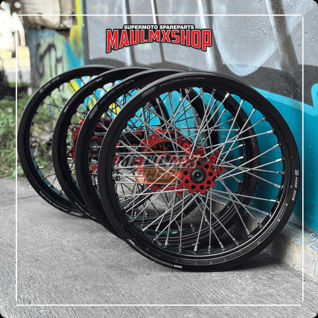 WHEELSET SUPERMOTO CRF 300/350 FULL SCARLET TANPA BAN