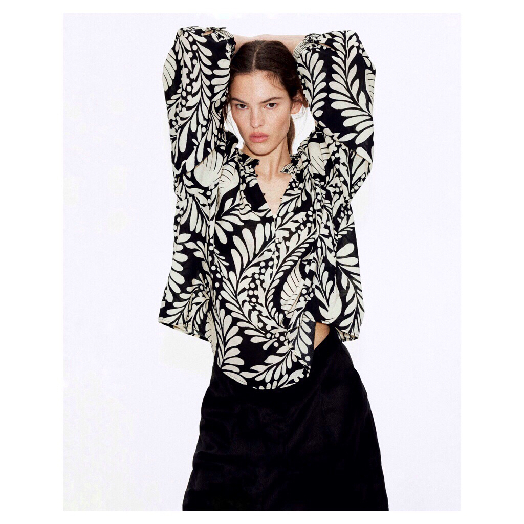 TTGWS/TG - White Leaf Printed Blouse Skirt Set