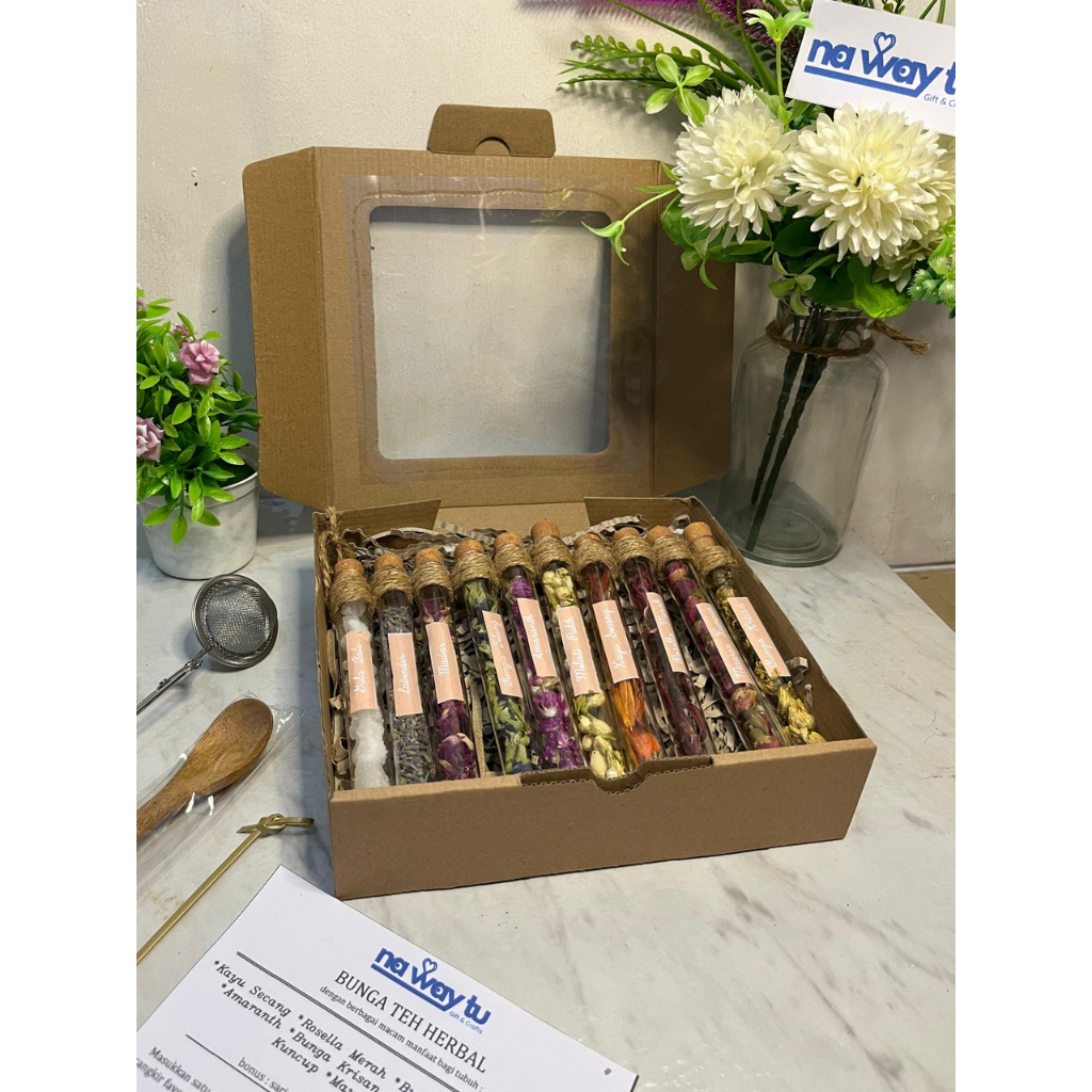 

hampers bunga teh tisane kado hadiah gift box bonus saringan sendok