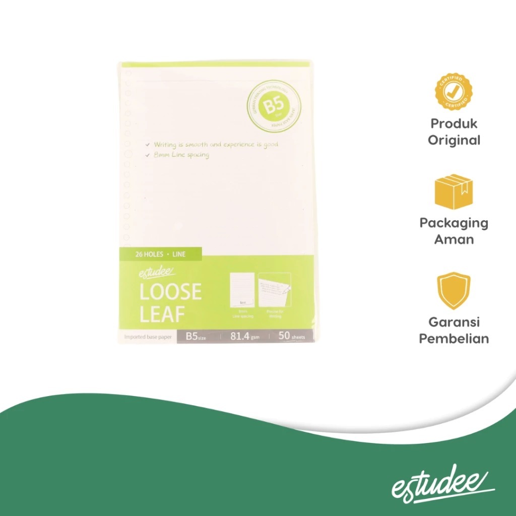 

Gramedia Karawaci - ESTUDEE LOOSE LEAF PREMIUM - LINE 8MM B5 100SHT
