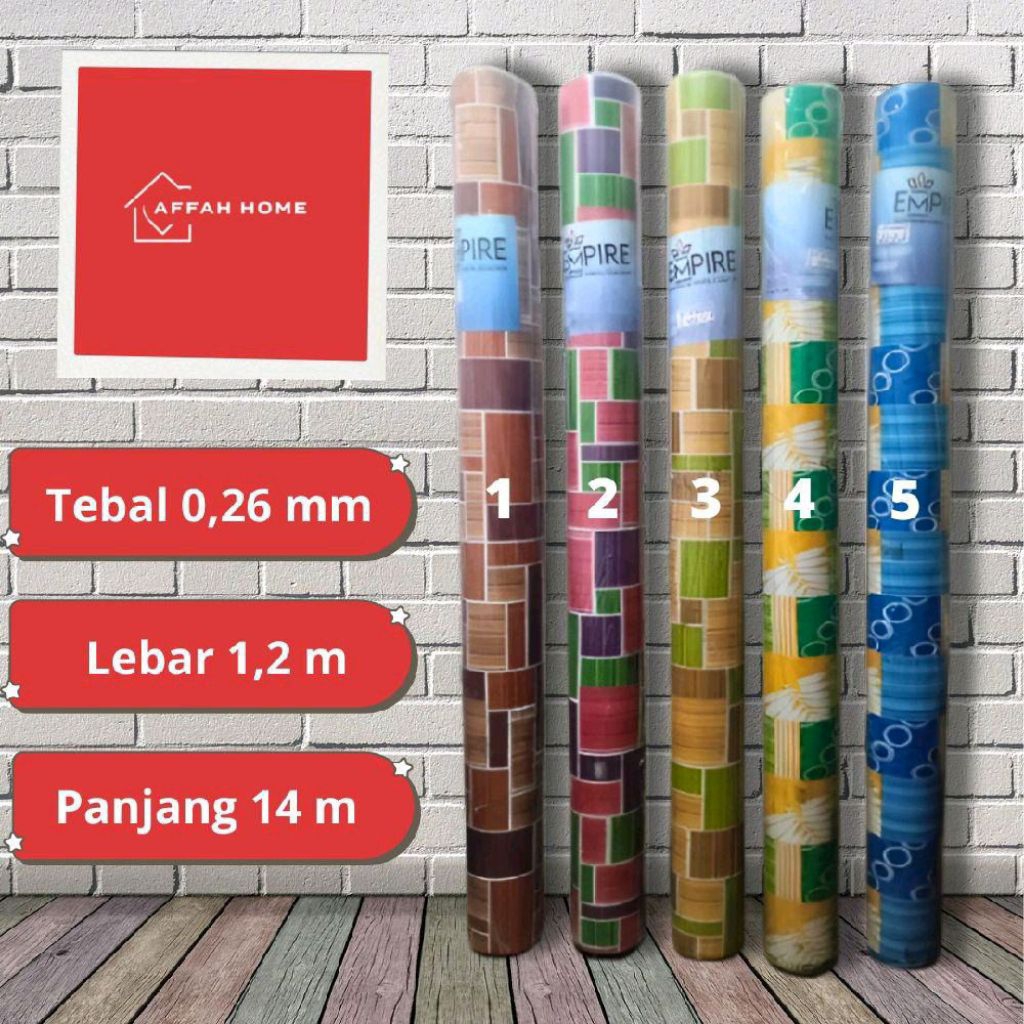 karpet lantai vinyl beragam motif untuk alas ruang tamu - tikar lantai plastik per roll atau meteran