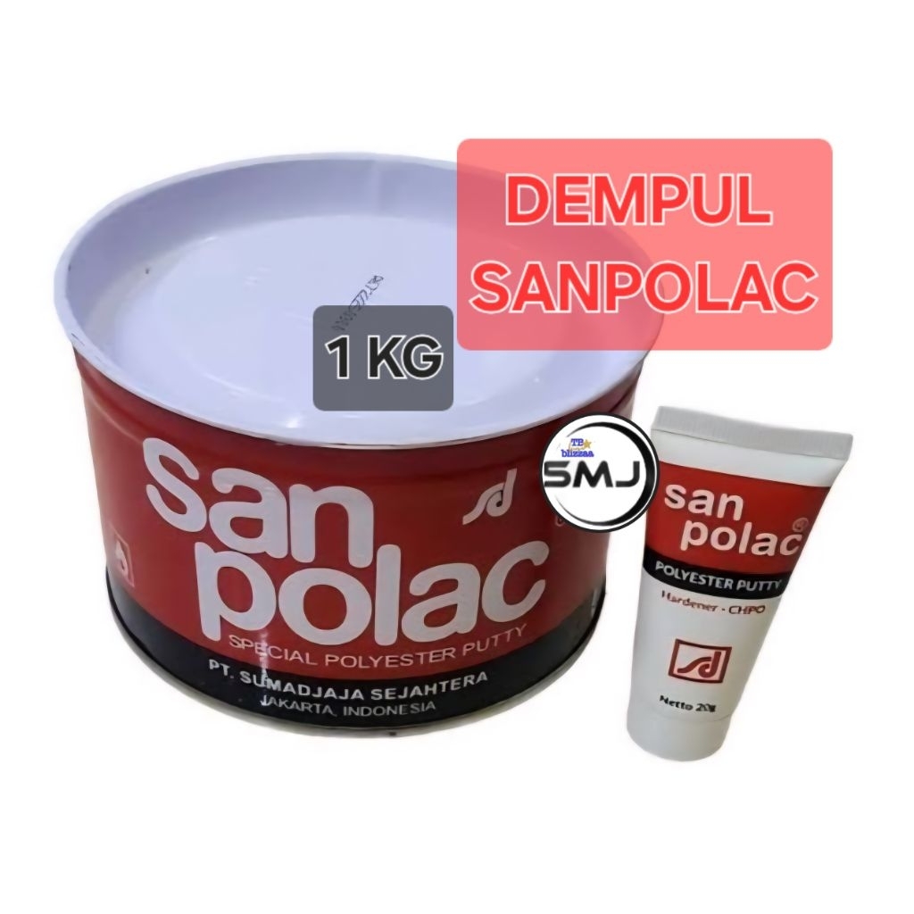 Dempul Sanpolac 1 kg Sanpolac 1kg Dempul Mobil Dempul Besi Plastik 1 Set Hardener Sanpolac 1kg