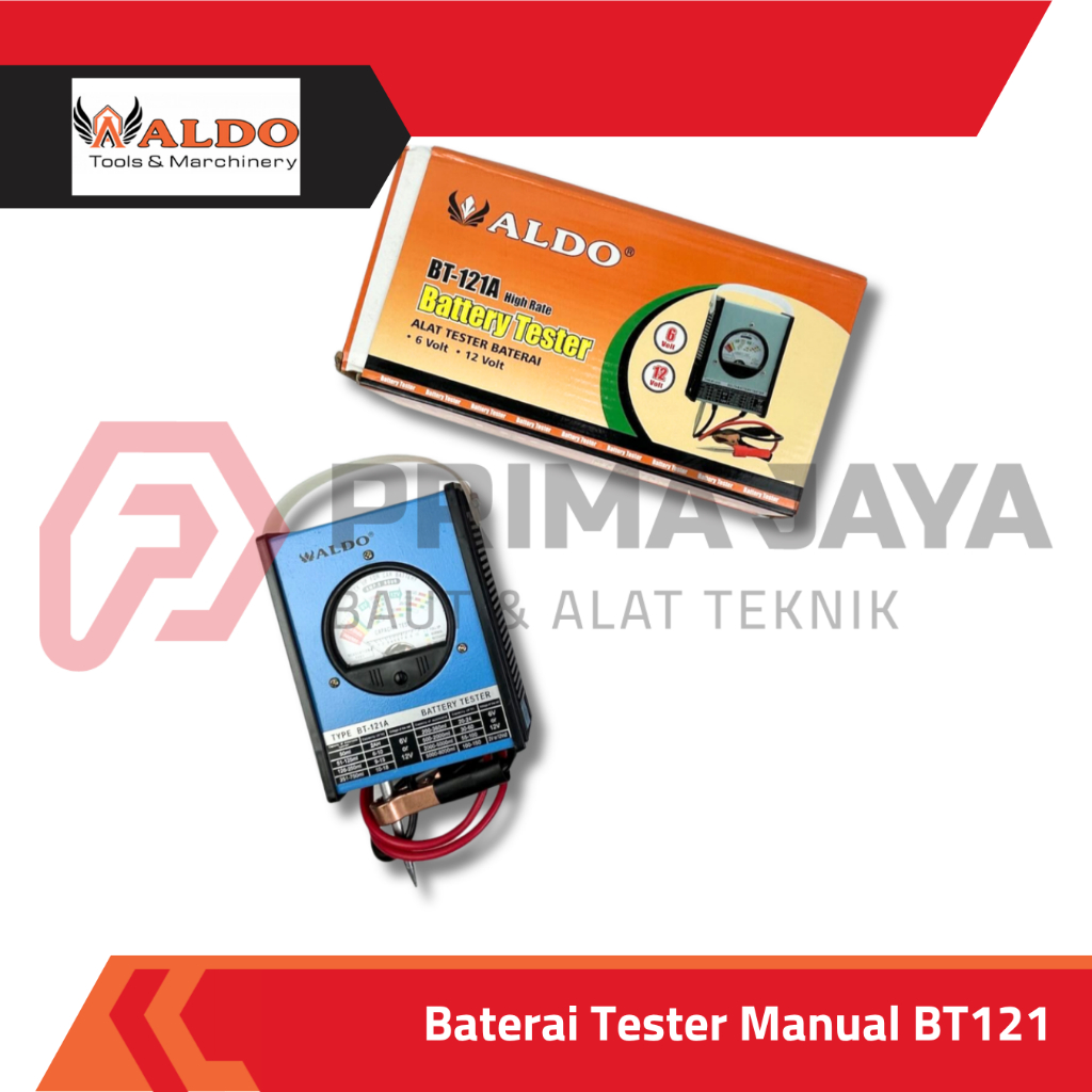 BATERAI BATTERY TESTER CHECKER / ALAT UKUR TEGANGAN TES AKI MOBIL MOTOR MANUAL BT 121 ALDO