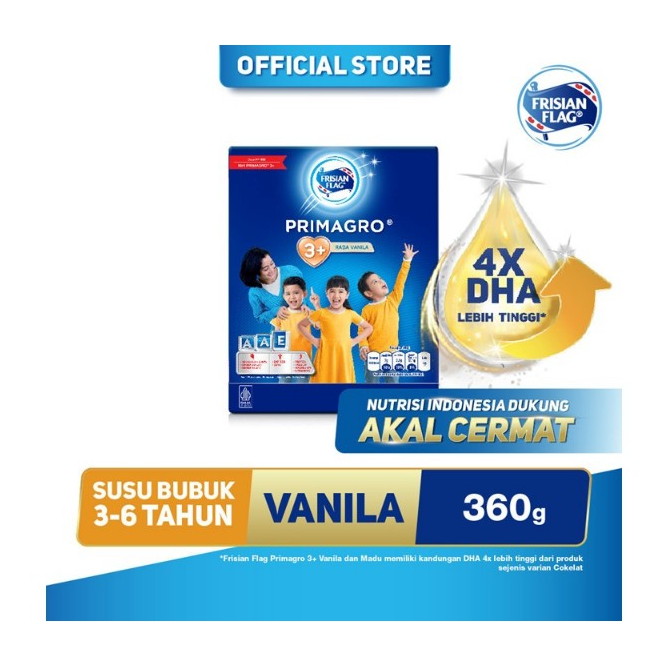 

Frisian Flag Primagro 3+ Vanilla 360 Gr Susu Formula Pertumbuhan Anak - 1 Pcs Exp 10/25