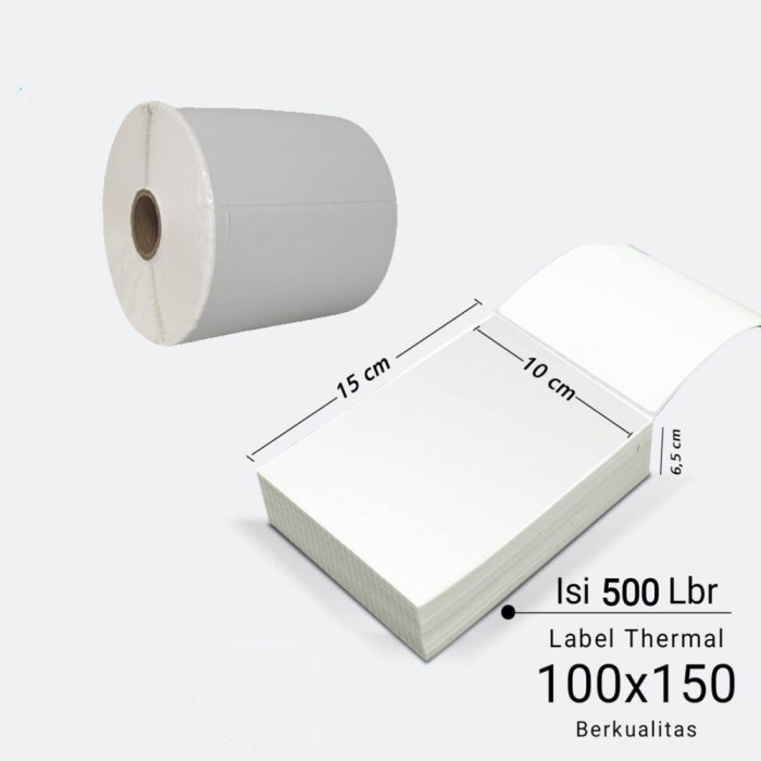 

Thermal Label 100x150 isi 500 pcs Kertas Label Berkualitas AK Thermal Paper A6 10x15 cm