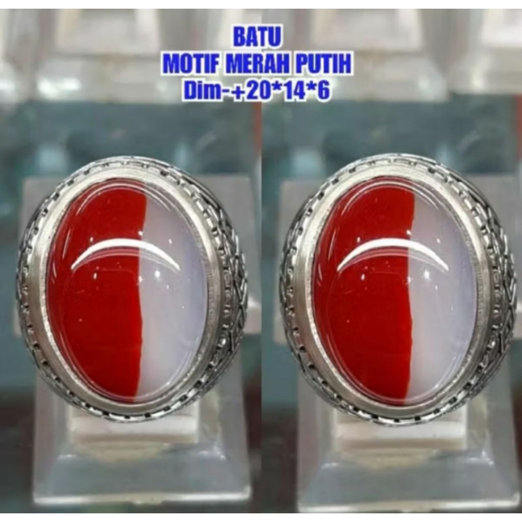 Batu Cincin Akik Motif Merah Putih Crystal