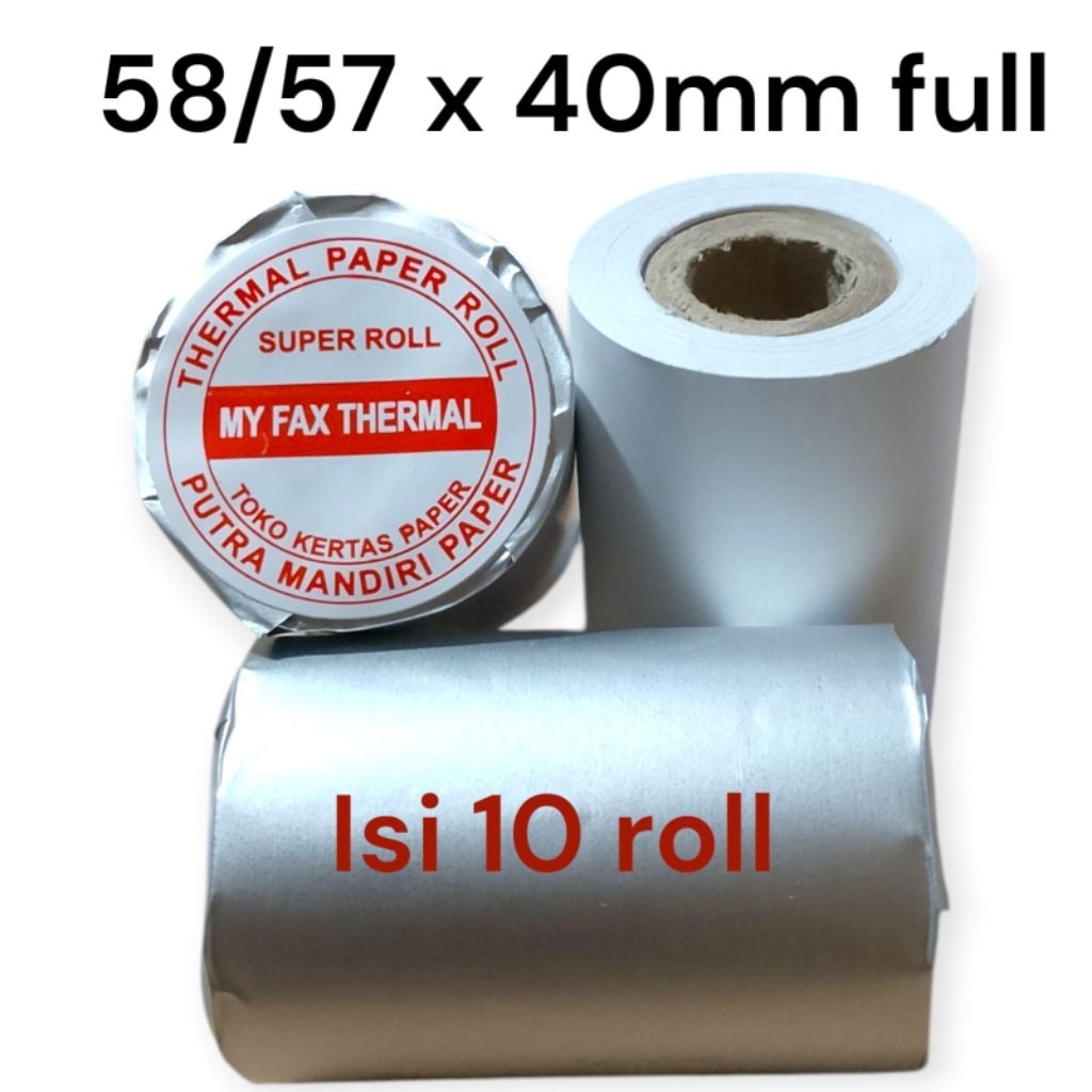 

10 roll kertas thermal 58/57 x 40mm ukuran full untuk semua printer thermal 58mm