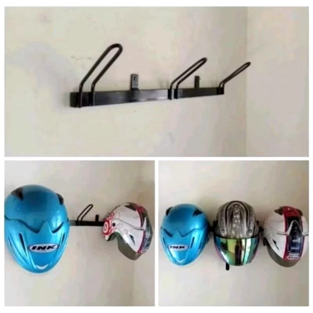 RAK HELM / RAK HELM BESI PLAT/RAK GANTUNGAN HELM DINDING MINIMALIS
