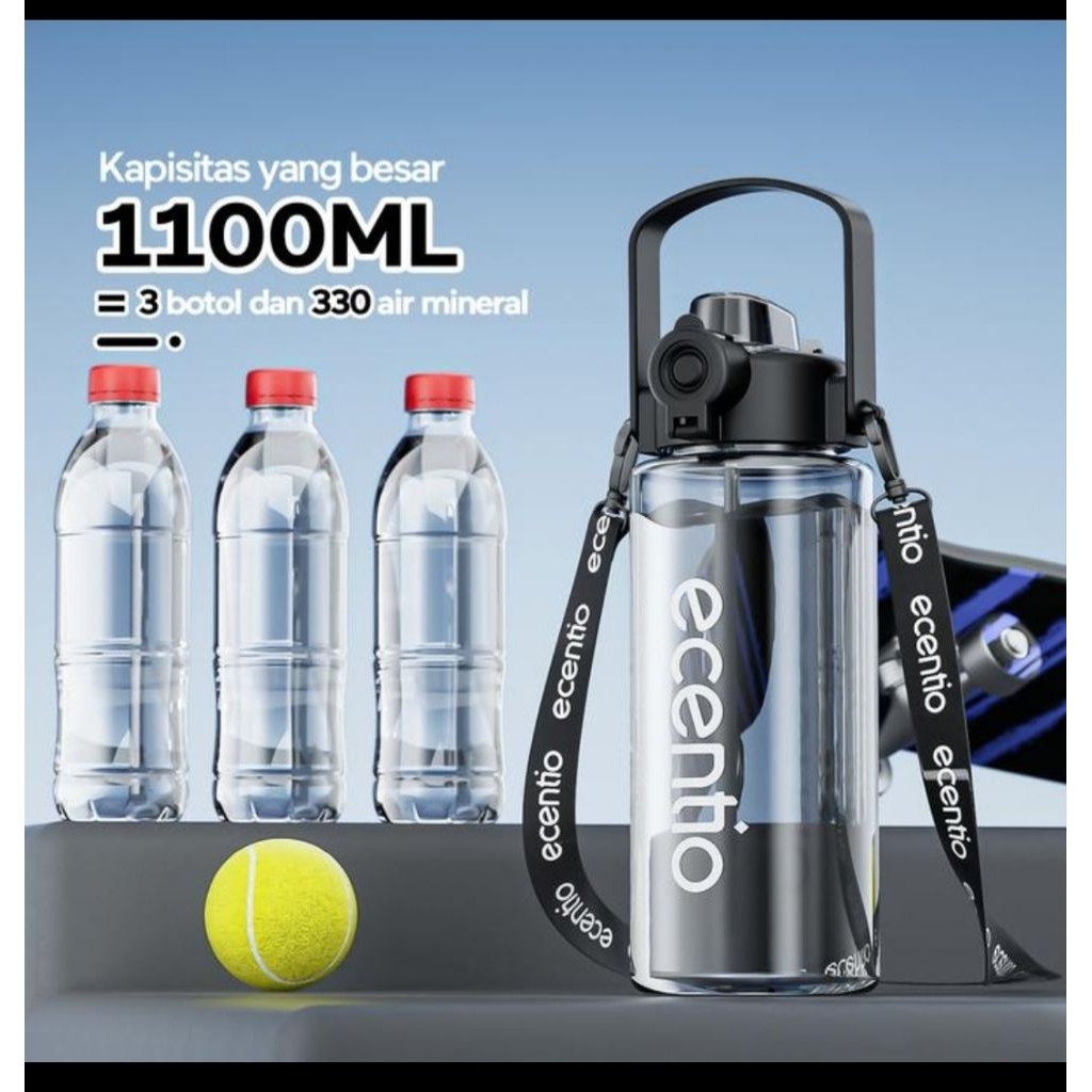 ecentio Botol Minum Besar Sport Tali 1100ml BPA Free