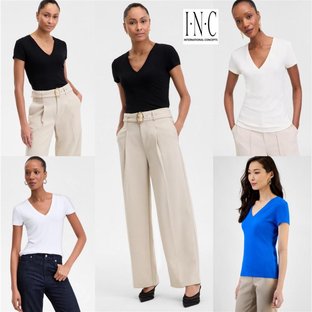 Mode Republic -  Women's Drapy Ribbed V-Neck Top - Daily Casual Knit Tee - Atasan Kaos Rib Kerah V L