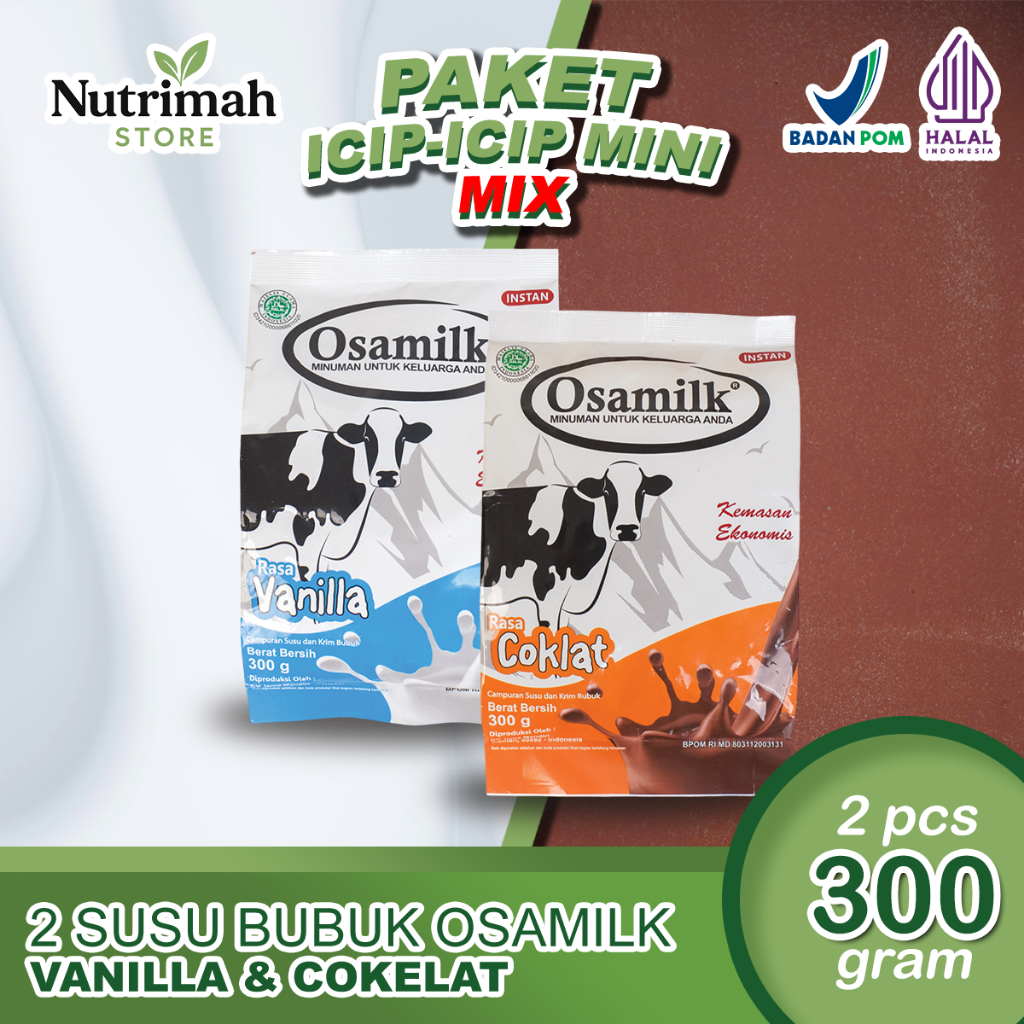 

Paket Osamilk Duo Manis Mini MIX – 300gr + 300gr Vanilla & Cokelat – Penambah BB