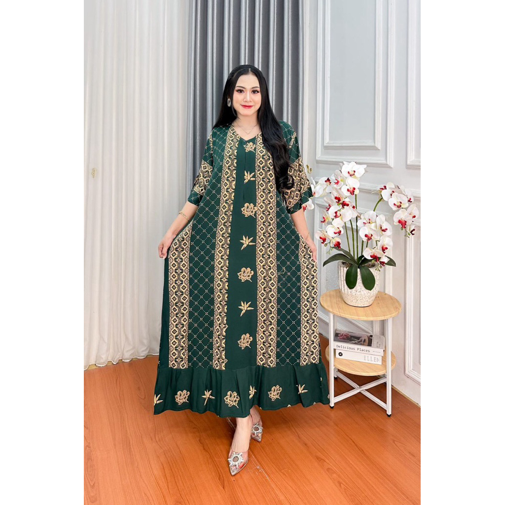 GAMIS KEJORA KOMBINASI LENGAN 3/4 JUMBO LD 130 VIRAL TERBARU KAIN RAYON PREMIUM MURAH KEKINIAN