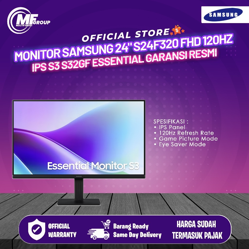 Monitor Samsung 24" S24F320 FHD 120Hz IPS S32GF Essential Garansi Resmi